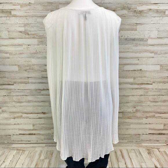 Ipekyol Sleeveless Striped Top Womens Size XS White Cream Chiffon Pleated Back - Picture 8 of 11